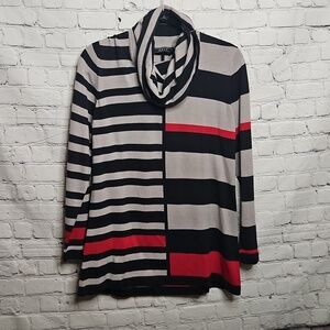 Orly Women's Turtleneck Sweater Black Gray Red XLarge